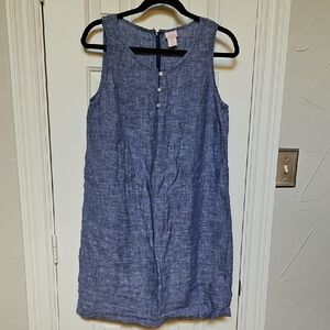 St. Tropez Blue 100% Linen Sleeveless Lightweight Sundress Dress Sz 8